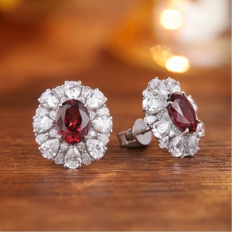 Ruif Jewelry Classic Design S925 Silver 3.1ct Natural Garnet Earrings Gemstone Jewelry Ruif Jewelry Classic Design S925 Silver 3.1ct Natural Garnet Earrings Gemstone Jewelry