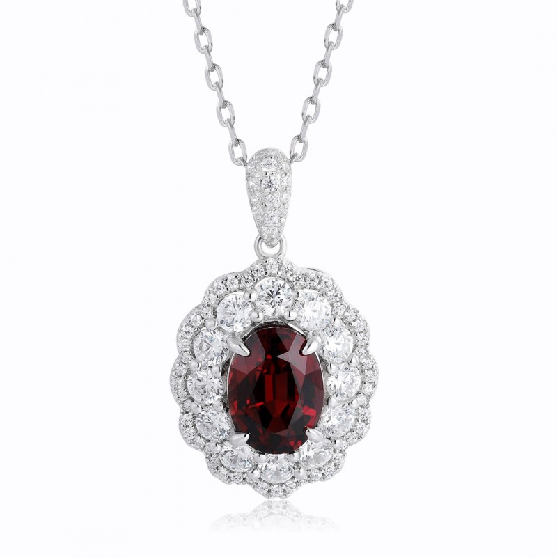 Ruif Jewelry Classic Design S925 Silver 3ct Natural Garnet Necklace Gemstone Jewelry Ruif Jewelry Classic Design S925 Silver 3ct Natural Garnet Necklace Gemstone Jewelry