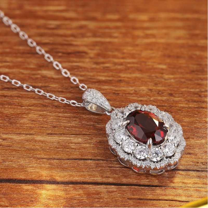 Ruif Jewelry Classic Design S925 Silver 3ct Natural Garnet Necklace Gemstone Jewelry Ruif Jewelry Classic Design S925 Silver 3ct Natural Garnet Necklace Gemstone Jewelry