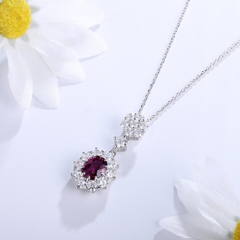 Ruif Jewelry Classic Design S925 Silver 2.42ct Natural Garnet Necklace Gemstone Jewelry Ruif Jewelry Classic Design S925 Silver 2.42ct Natural Garnet Necklace Gemstone Jewelry