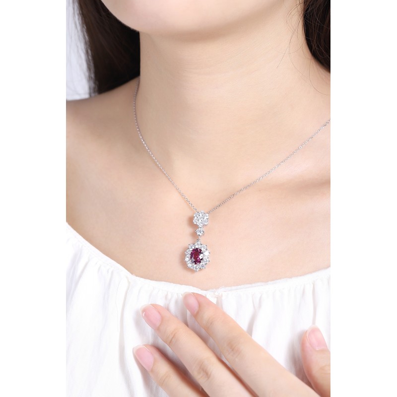 Ruif Jewelry Classic Design S925 Silver 2.42ct Natural Garnet Necklace Gemstone Jewelry Ruif Jewelry Classic Design S925 Silver 2.42ct Natural Garnet Necklace Gemstone Jewelry