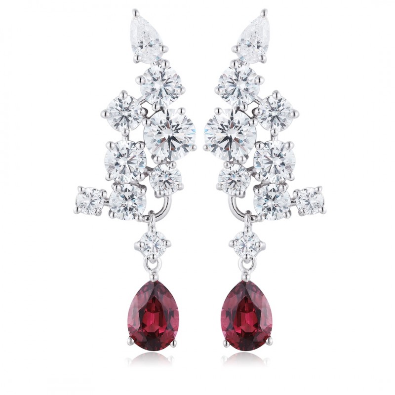 Ruif Jewelry Classic Design S925 Silver 1.995ct Natural Garnet Earrings Gemstone Jewelry