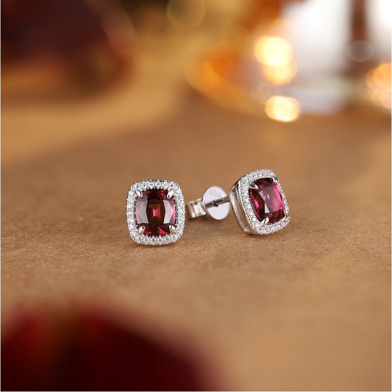 Ruif Jewelry Classic Design S925 Silver 2.44ct Natural Garnet Earrings Gemstone Jewelry
