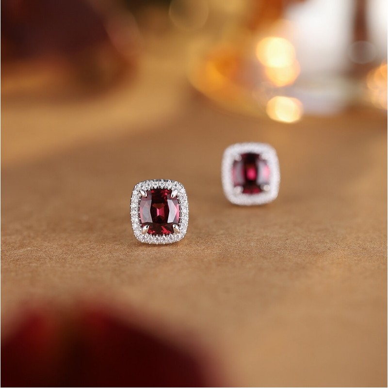 Ruif Jewelry Classic Design S925 Silver 2.44ct Natural Garnet Earrings Gemstone Jewelry