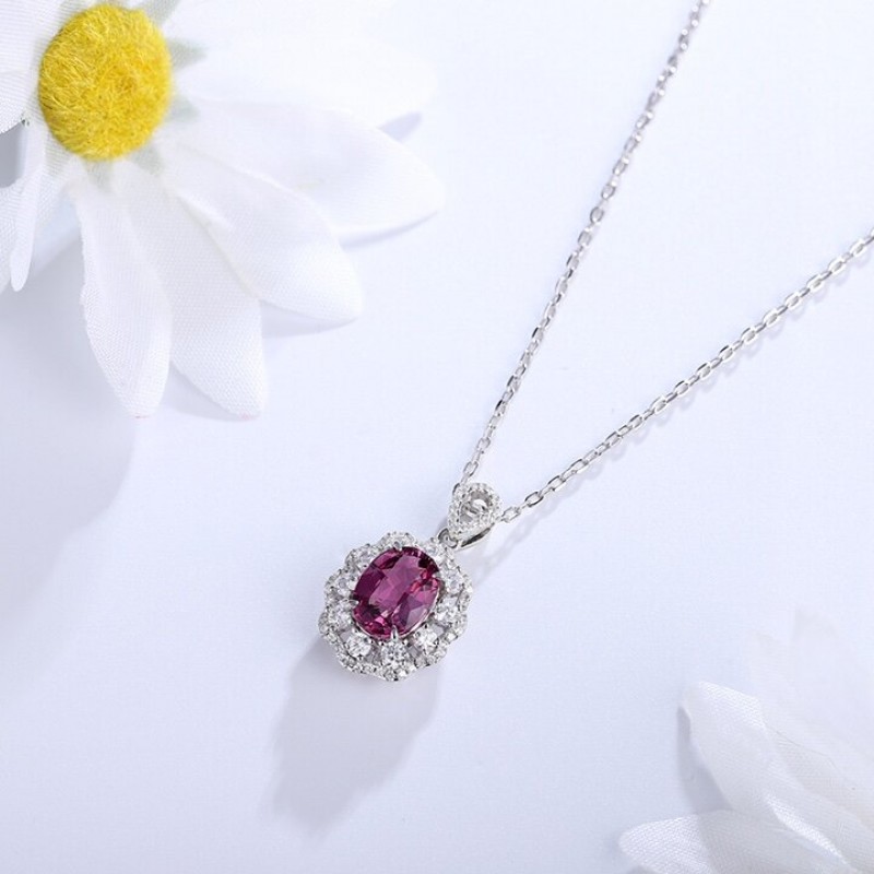 Ruif Jewelry Classic Design S925 Silver 1.92ct Natural Garnet Necklace Gemstone Jewelry Ruif Jewelry Classic Design S925 Silver 1.92ct Natural Garnet Necklace Gemstone Jewelry