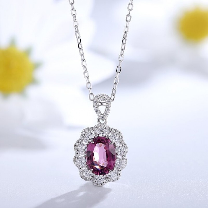 Ruif Jewelry Classic Design S925 Silver 1.92ct Natural Garnet Necklace Gemstone Jewelry Ruif Jewelry Classic Design S925 Silver 1.92ct Natural Garnet Necklace Gemstone Jewelry