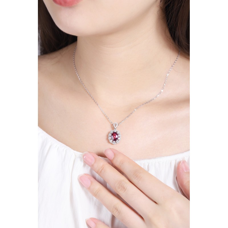 Ruif Jewelry Classic Design S925 Silver 1.92ct Natural Garnet Necklace Gemstone Jewelry Ruif Jewelry Classic Design S925 Silver 1.92ct Natural Garnet Necklace Gemstone Jewelry