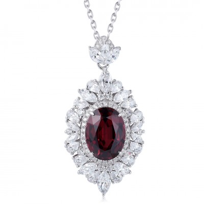 Ruif Jewelry Classic Design S925 Silver 3.34ct Natural Garnet Necklace Gemstone Jewelry