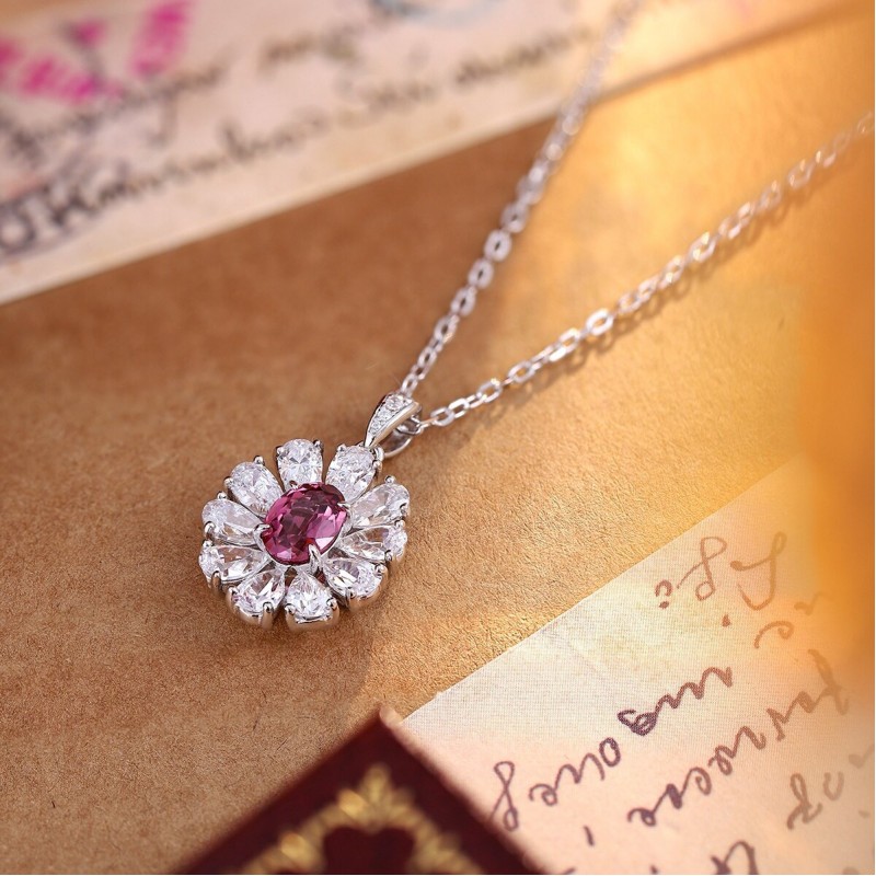 Ruif Jewelry Classic Design S925 Silver 1ct Natural Garnet Necklace Gemstone Jewelry Ruif Jewelry Classic Design S925 Silver 1ct Natural Garnet Necklace Gemstone Jewelry