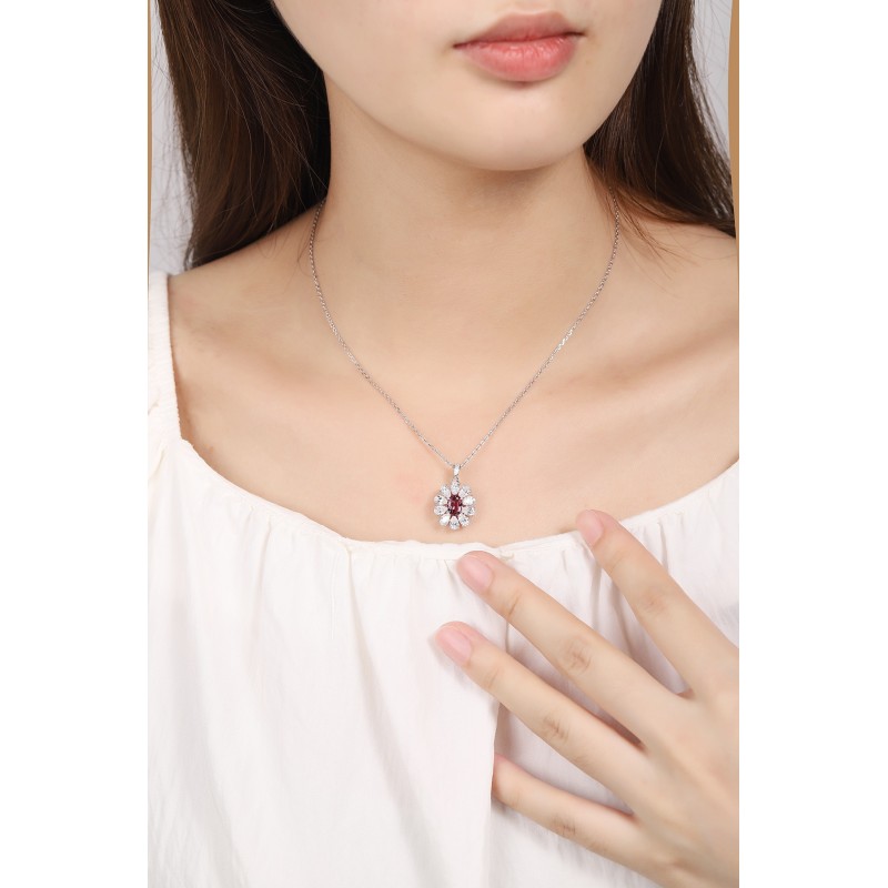 Ruif Jewelry Classic Design S925 Silver 1ct Natural Garnet Necklace Gemstone Jewelry Ruif Jewelry Classic Design S925 Silver 1ct Natural Garnet Necklace Gemstone Jewelry