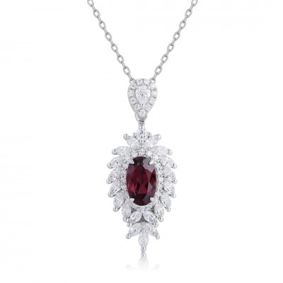 Ruif Jewelry Classic Design S925 Silver 2.56ct Natural Garnet Pendant Necklace Gemstone Jewelry
