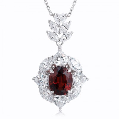 Ruif Jewelry Classic Design S925 Silver 3.62ct Natural Garnet Necklace Gemstone Jewelry