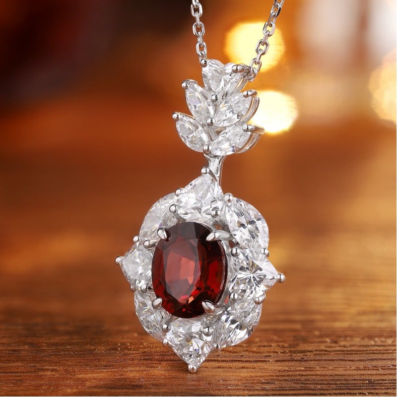 Ruif Jewelry Classic Design S925 Silver 3.62ct Natural Garnet Necklace Gemstone Jewelry Ruif Jewelry Classic Design S925 Silver 3.62ct Natural Garnet Necklace Gemstone Jewelry