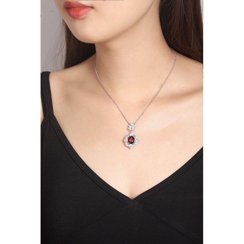 Ruif Jewelry Classic Design S925 Silver 3.62ct Natural Garnet Necklace Gemstone Jewelry Ruif Jewelry Classic Design S925 Silver 3.62ct Natural Garnet Necklace Gemstone Jewelry