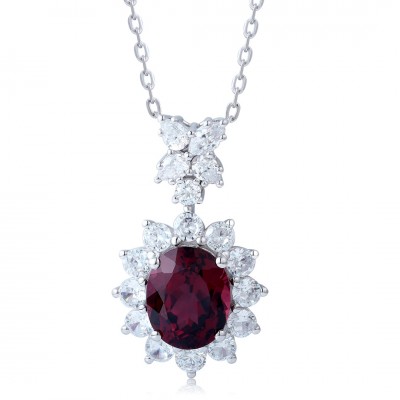 Ruif Jewelry Classic Design S925 Silver 5.165ct Natural Garnet Necklace Gemstone Jewelry