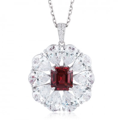 Ruif Jewelry Classic Design S925 Silver 2.17ct Natural Garnet Necklace Gemstone Jewelry