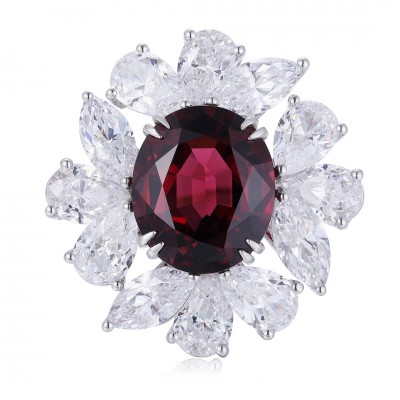 Ruif Jewelry Classic Design S925 Silver 7.6ct Natural Garnet Ring Gemstone Jewelry