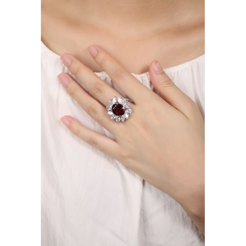 Ruif Jewelry Classic Design S925 Silver 7.6ct Natural Garnet Ring Gemstone Jewelry Ruif Jewelry Classic Design S925 Silver 7.6ct Natural Garnet Ring Gemstone Jewelry