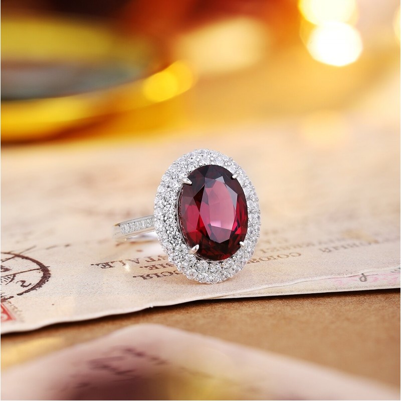 Ruif Jewelry Classic Design S925 Silver 7.27ct Natural Garnet Ring Gemstone Jewelry Ruif Jewelry Classic Design S925 Silver 7.27ct Natural Garnet Ring Gemstone Jewelry