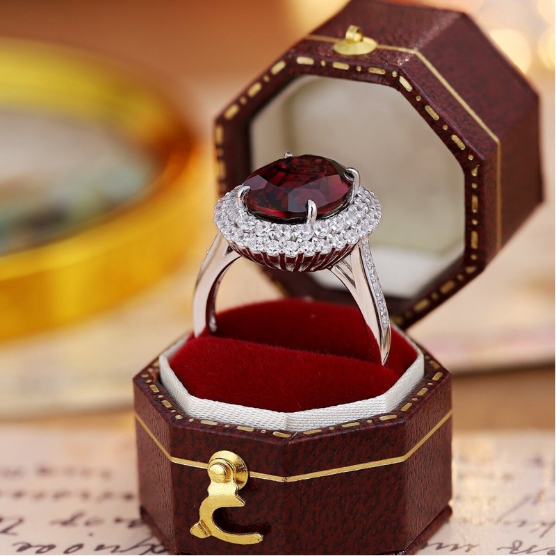 Ruif Jewelry Classic Design S925 Silver 7.27ct Natural Garnet Ring Gemstone Jewelry Ruif Jewelry Classic Design S925 Silver 7.27ct Natural Garnet Ring Gemstone Jewelry
