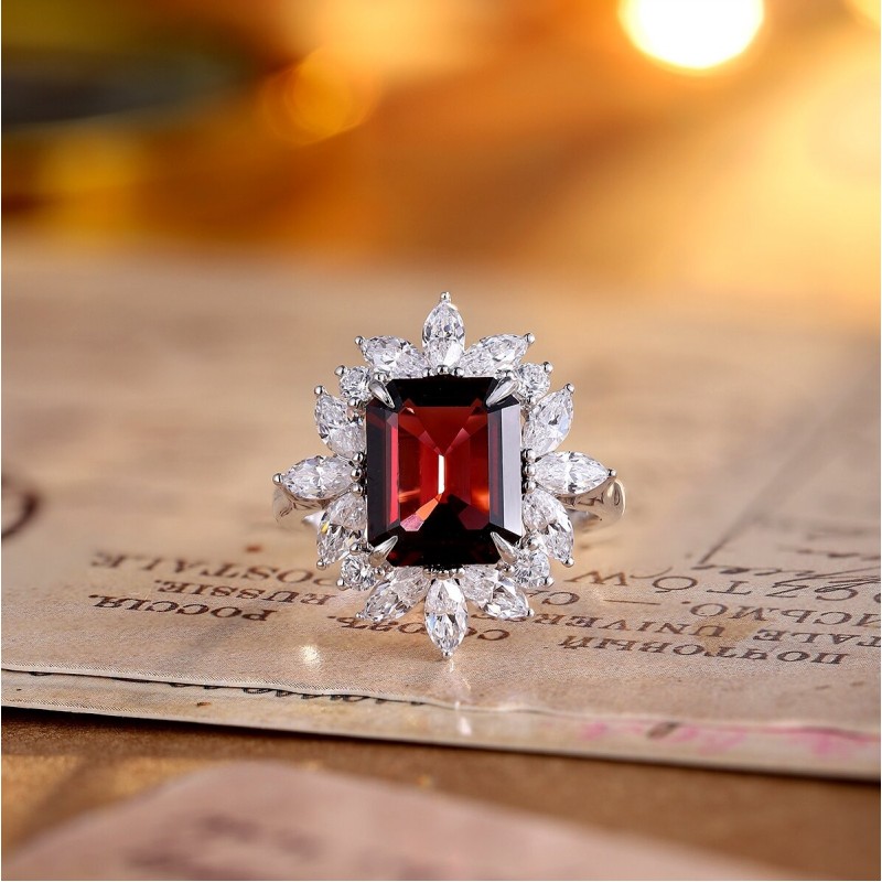 Ruif Jewelry Classic Design S925 Silver 4.925ct Natural Garnet Ring Gemstone Jewelry Ruif Jewelry Classic Design S925 Silver 4.925ct Natural Garnet Ring Gemstone Jewelry