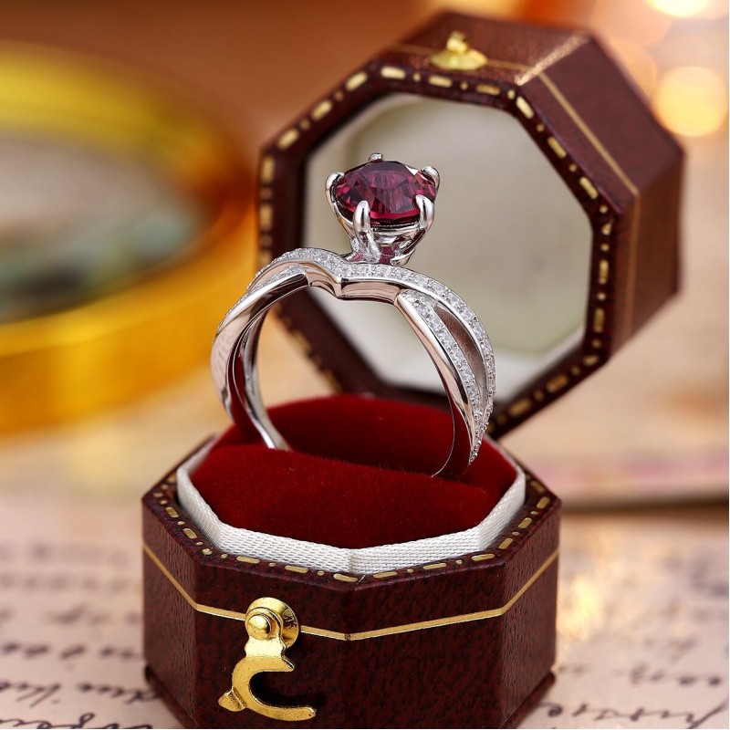 Ruif Jewelry Classic Design S925 Silver 2.138ct Natural Garnet Ring Gemstone Jewelry