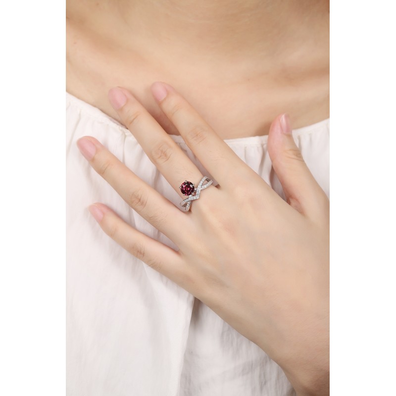 Ruif Jewelry Classic Design S925 Silver 2.138ct Natural Garnet Ring Gemstone Jewelry