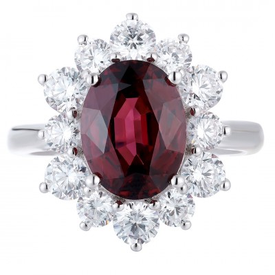 Ruif Jewelry Classic Design S925 Silver 3.82ct Natural Garnet Ring Gemstone Jewelry