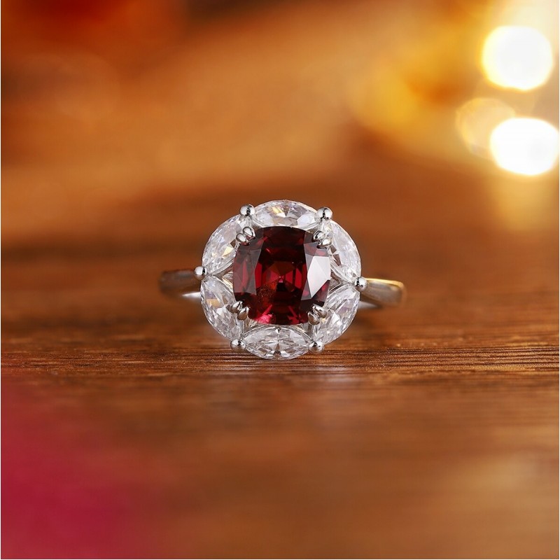 Ruif Jewelry Classic Design S925 Silver 2.83ct Natural Garnet Ring Gemstone Jewelry Ruif Jewelry Classic Design S925 Silver 2.83ct Natural Garnet Ring Gemstone Jewelry