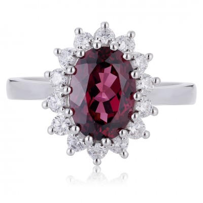 Ruif Jewelry Classic Design S925 Silver 3.06ct Natural Garnet Ring Gemstone Jewelry