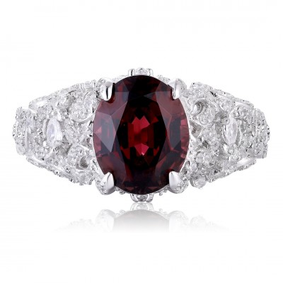 Ruif Jewelry Classic Design S925 Silver 3.58ct Natural Garnet Ring Gemstone Jewelry