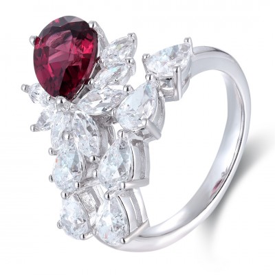 Ruif Jewelry Classic Design S925 Silver 1.6ct Natural Garnet Ring Gemstone Jewelry party gift