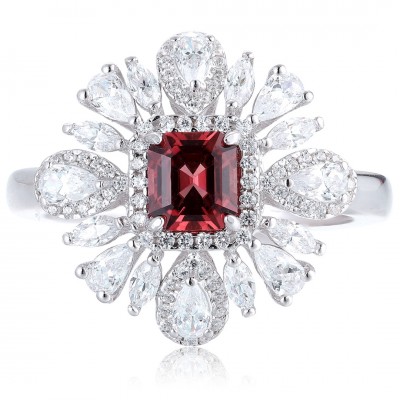 Ruif Jewelry Classic Design S925 Silver 0.62ct Natural Garnet Ring Gemstone Jewelry