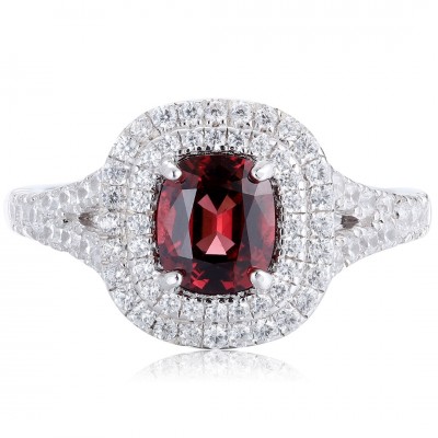 Ruif Jewelry Classic Design S925 Silver 1.25ct Natural Garnet Ring Gemstone Jewelry