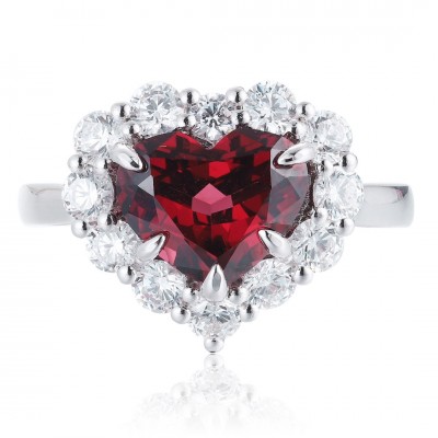 Ruif Jewelry Classic Design S925 Silver 3.07ct Natural Garnet Ring Gemstone Jewelry