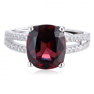 Ruif Jewelry Classic Design S925 Silver 4.6ct Natural Garnet Ring Gemstone Jewelry
