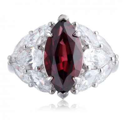 Ruif Jewelry Classic Design S925 Silver 3.42ct Natural Garnet Ring Gemstone Jewelry