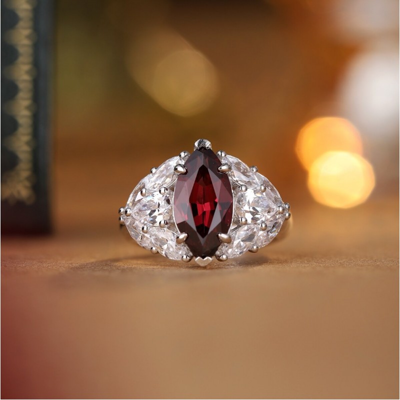 Ruif Jewelry Classic Design S925 Silver 3.42ct Natural Garnet Ring Gemstone Jewelry Ruif Jewelry Classic Design S925 Silver 3.42ct Natural Garnet Ring Gemstone Jewelry