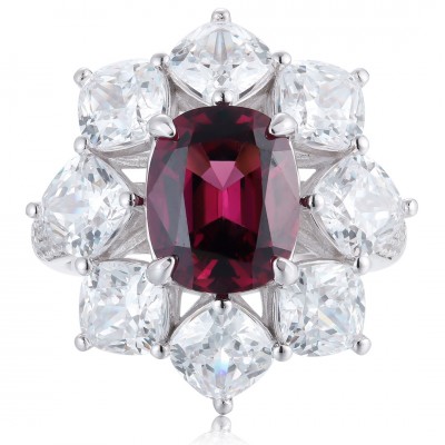 Ruif Jewelry Classic Design S925 Silver 3.73ct Natural Garnet Ring Gemstone Jewelry