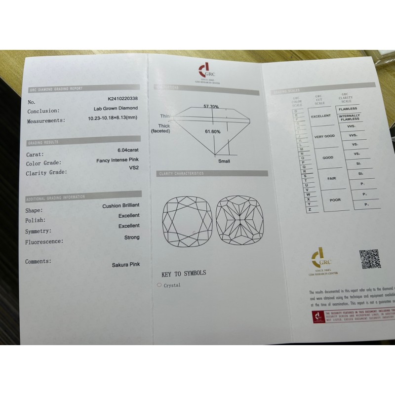 Ruif Jewelry Cushion Cut 6.04ct 10.23X10.18X6.13mm Fancy Pink VS2 Lab Grown Diamond Can Custom Your Favoirite Jewelry with This Diamond Ruif Jewelry Cushion Cut 6.04ct 10.23X10.18X6.13mm Fancy Pink VS2 Lab Grown Diamond Can Custom Your Favoirite Jewelry with This Diamond