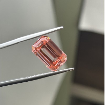 Ruif Jewelry New Emerald Cut 6.66ct  Fancy Intense Pink Lab Grown Diamond CVD Loose Diamond for Jewelry Making