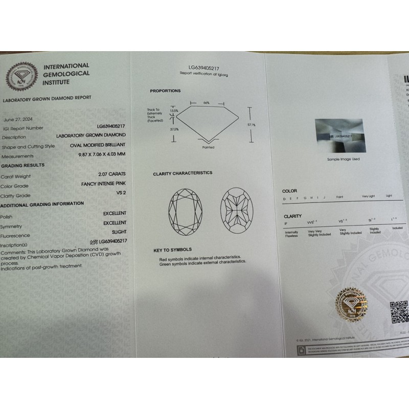 Ruif Jewelry Oval Shape 2.07ct Fancy Pink CVD Lab Grown Diamond Can Custom Your Favoirite Jewelry with This Diamond Ruif Jewelry Oval Shape 2.07ct Fancy Pink CVD Lab Grown Diamond Can Custom Your Favoirite Jewelry with This Diamond
