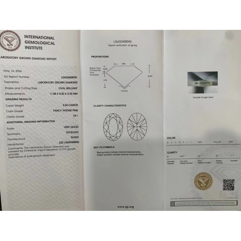Ruif Jewelry Oval Shape 3.54ct Fancy Pink  CVD  Lab Grown Diamond Can Custom Your Favoirite Jewelry with This Diamond