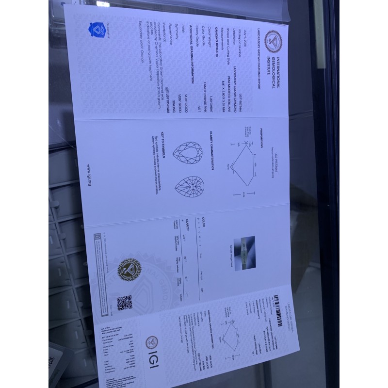 Ruif Jewelry Pear Shape 1.20ct Fancy Pink CVD Lab Grown Diamond Can Custom Your Favoirite Jewelry with This Diamond Ruif Jewelry Pear Shape 1.20ct Fancy Pink CVD Lab Grown Diamond Can Custom Your Favoirite Jewelry with This Diamond