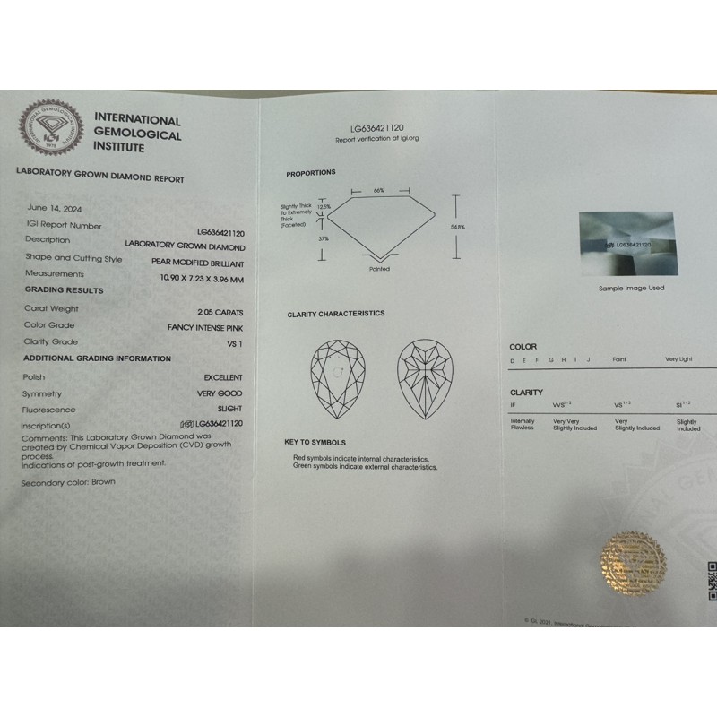 Ruif Jewelry Pear Shape 2.05ct Fancy Pink CVD Lab Grown Diamond Can Custom Your Favoirite Jewelry with This Diamond Ruif Jewelry Pear Shape 2.05ct Fancy Pink CVD Lab Grown Diamond Can Custom Your Favoirite Jewelry with This Diamond