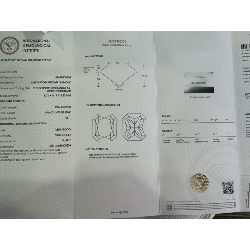Ruif Jewelry Radiant Cut 2.02ct Fancy Pink VG VG Lab Grown Diamond Can Custom Your Favoirite Jewelry with This Diamond Ruif Jewelry Radiant Cut 2.02ct Fancy Pink VG VG Lab Grown Diamond Can Custom Your Favoirite Jewelry with This Diamond