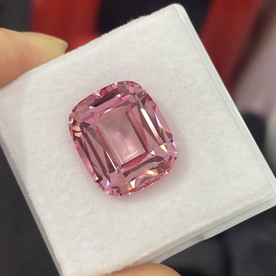 Ruif Jewelry Hot Pink Color Lab Grown Morgenite Cushion Cut 15x18mm 25ct Loose Gemstone for Jewelry Making