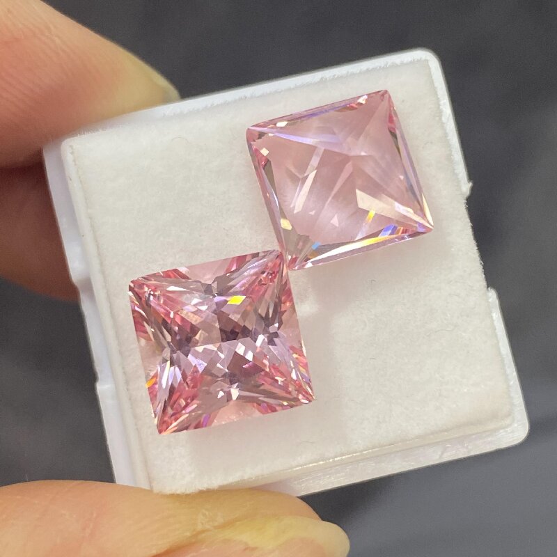 Ruif Jewelry Hot Pink Color Lab Grown Morgenite Square Princess 9x9mm 4.37ct Loose Gemstone for Jewelry Making