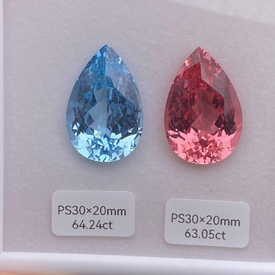 Ruif Jewelry Popular Aquamarine and Hot Pink Morgenite Color Lab Sapphire Pear Shape Loose Gemstone for Jewelry Making