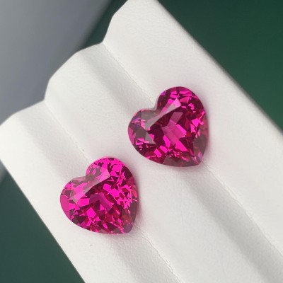 Ruif Jewelry Hand Made Hot Pink Color Lab Sapphire Heart Shape Loose Gemstone for DIY Jewelry Making